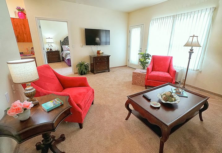 A living room in a Ivy Creek apartment