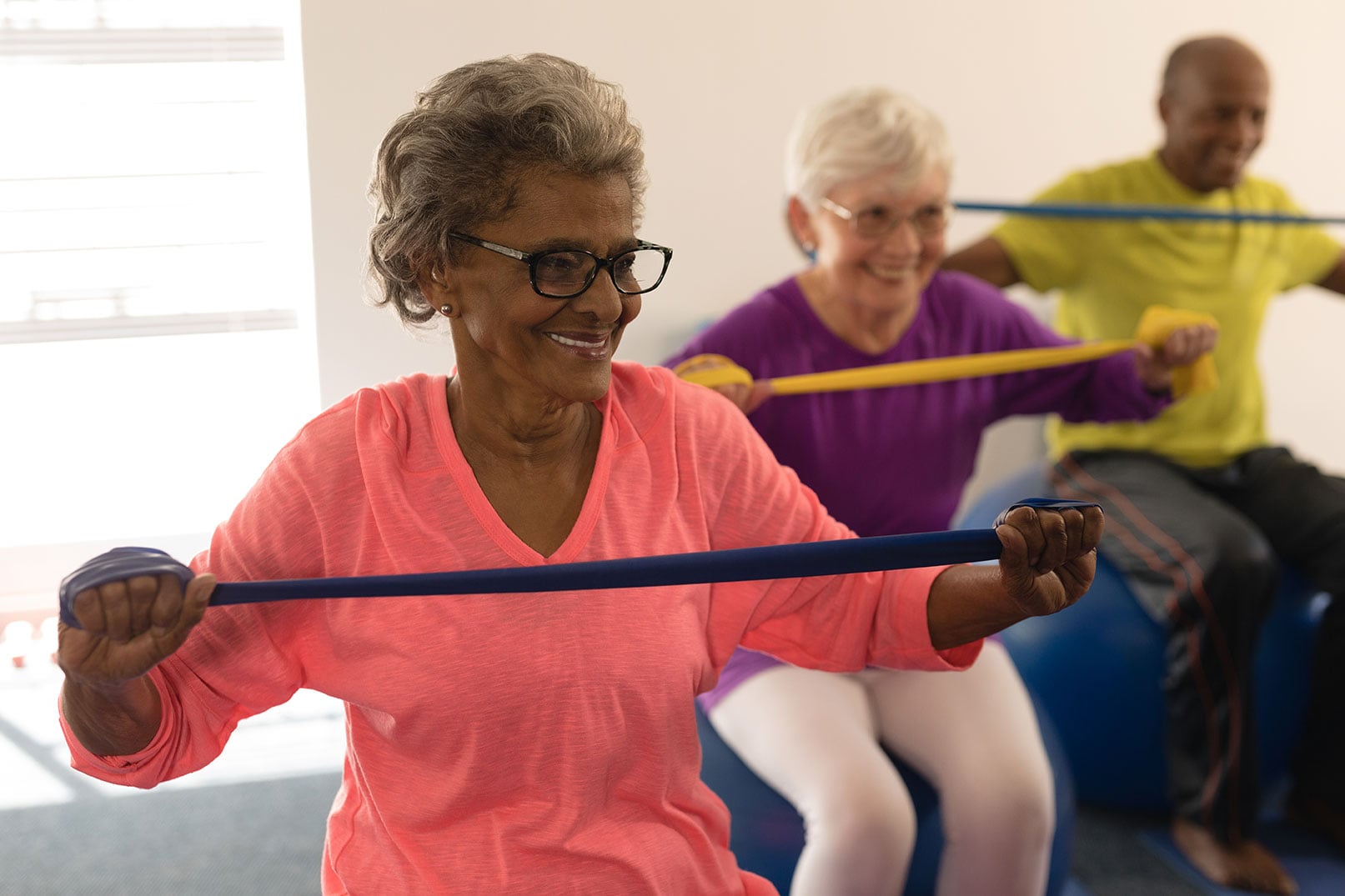 Residents taking part in an exercise class at Ivy Creek